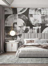 A-Street Prints Brushstrokes Charcoal Grey Wall Mural