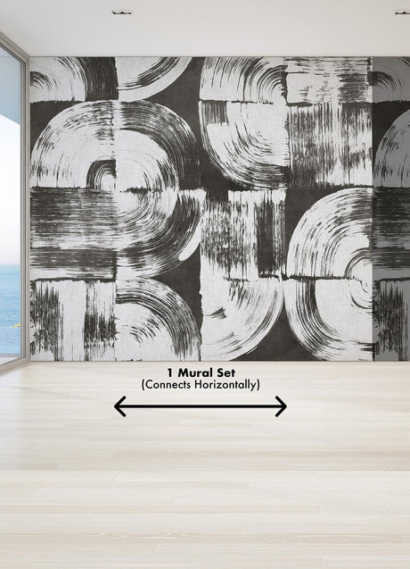 A-Street Prints Brushstrokes Charcoal Grey Wall Mural