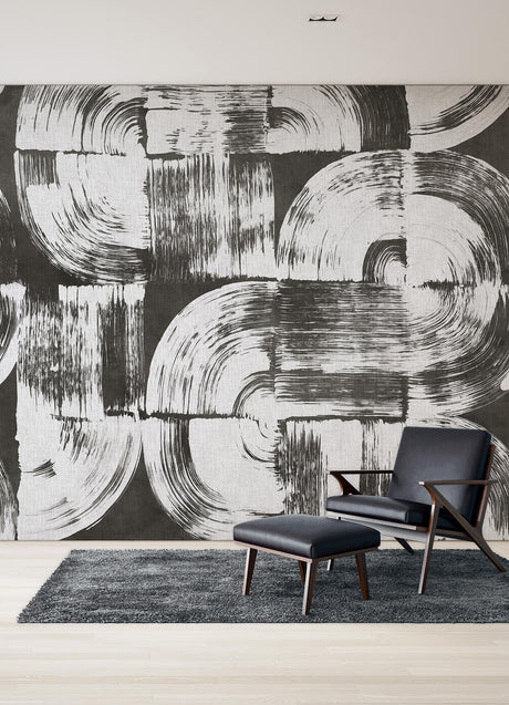 A-Street Prints Brushstrokes Charcoal Grey Wall Mural