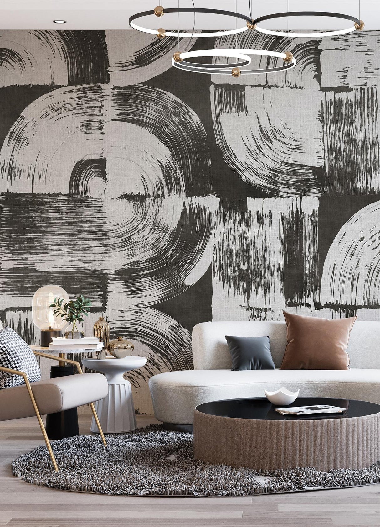 A-Street Prints Brushstrokes Charcoal Grey Wall Mural