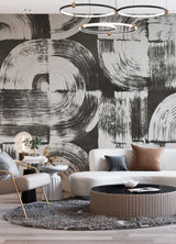 A-Street Prints Brushstrokes Charcoal Grey Wall Mural
