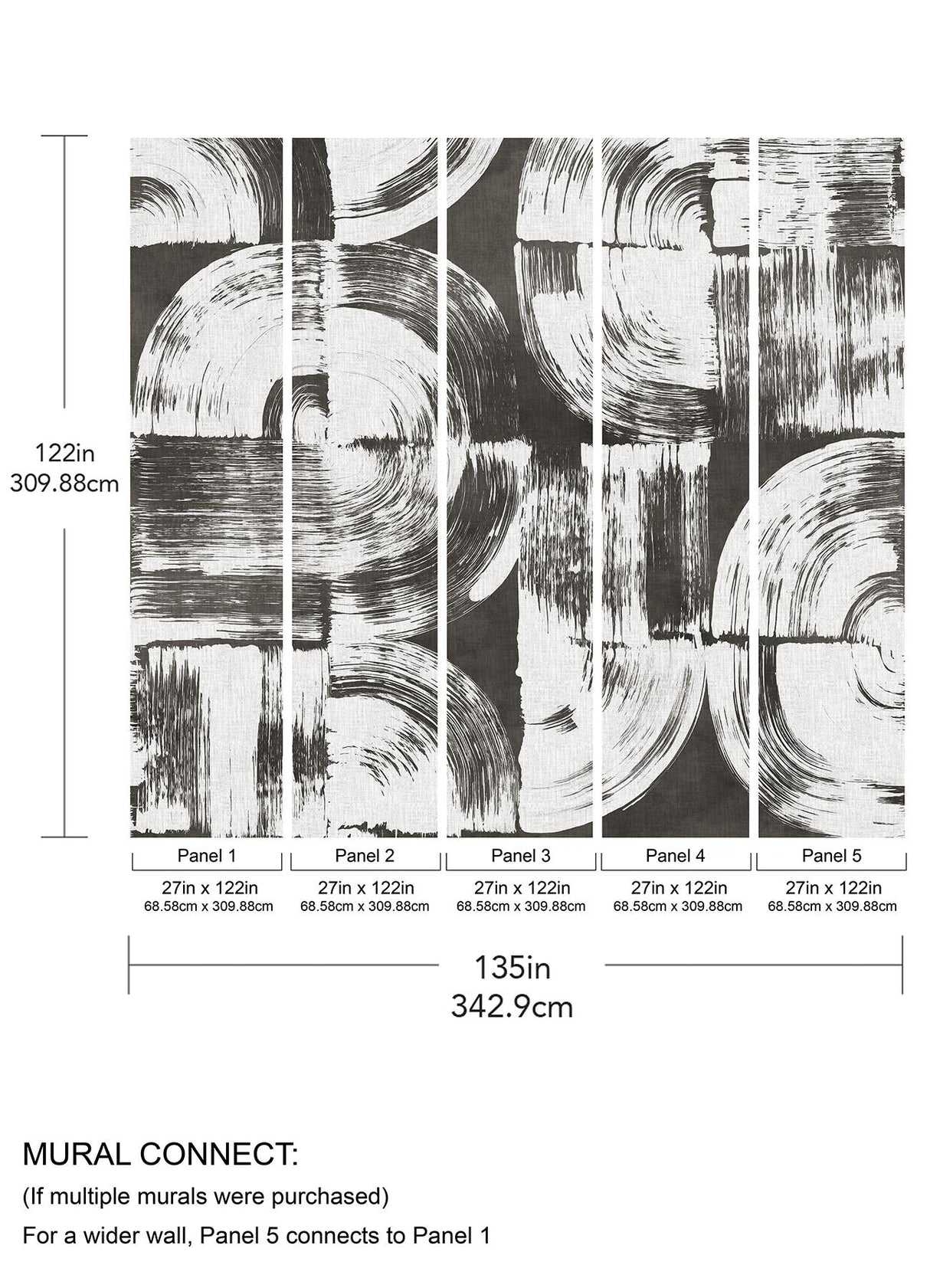 A-Street Prints Brushstrokes Charcoal Grey Wall Mural