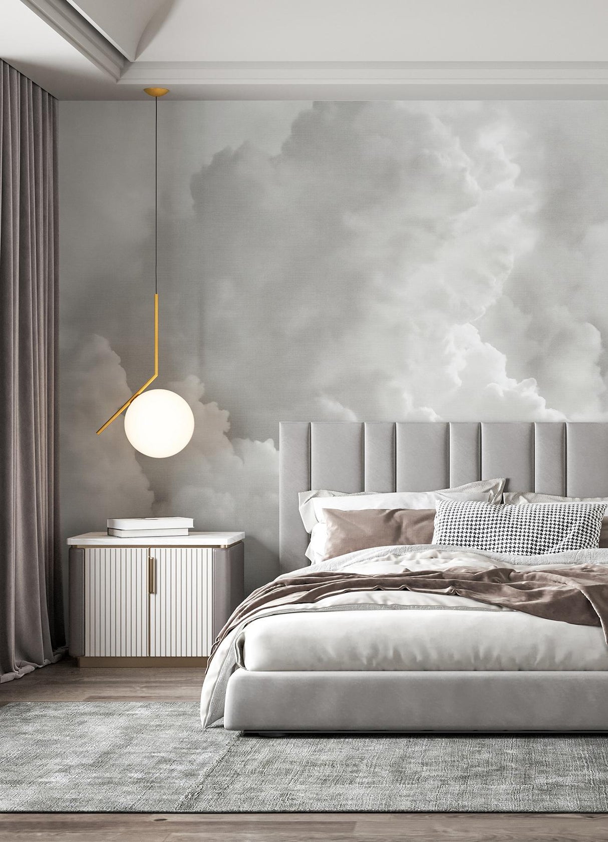 A-Street Prints In the Clouds Dove Grey Wall Mural