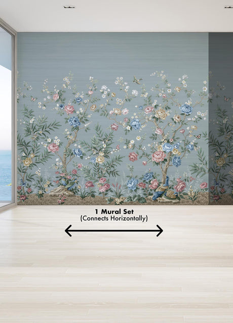A-Street Prints Winter Chinoiserie Robin's Egg Blue Wall Mural