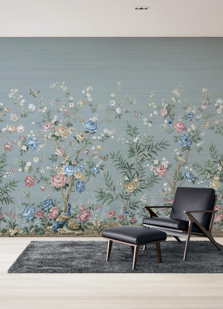 A-Street Prints Winter Chinoiserie Robin's Egg Blue Wall Mural