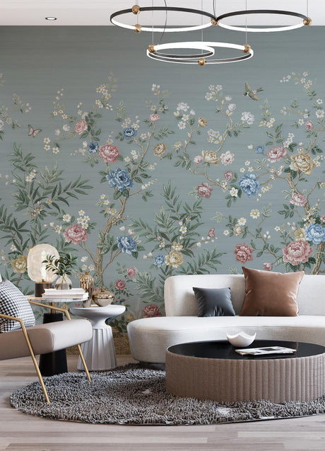 A-Street Prints Winter Chinoiserie Robin's Egg Blue Wall Mural