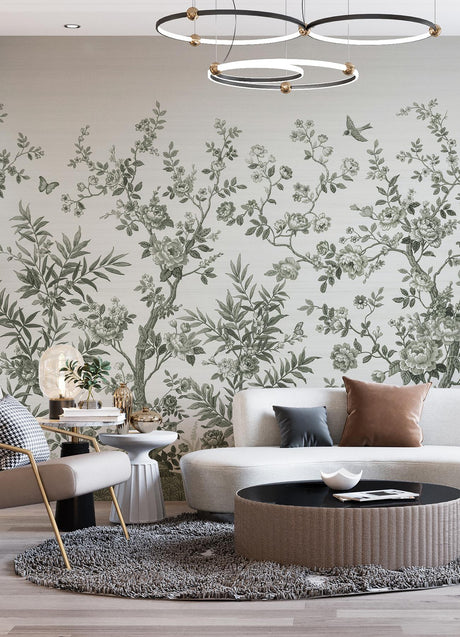 A-Street Prints Forest Chinoiserie Sage Green Wall Mural