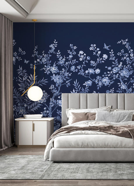 A-Street Prints Twilight Chinoiserie Midnight Blue Wall Mural