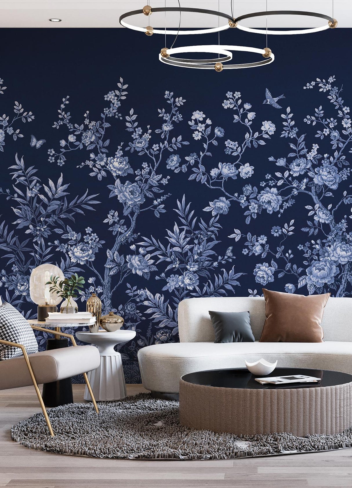 A-Street Prints Twilight Chinoiserie Midnight Blue Wall Mural