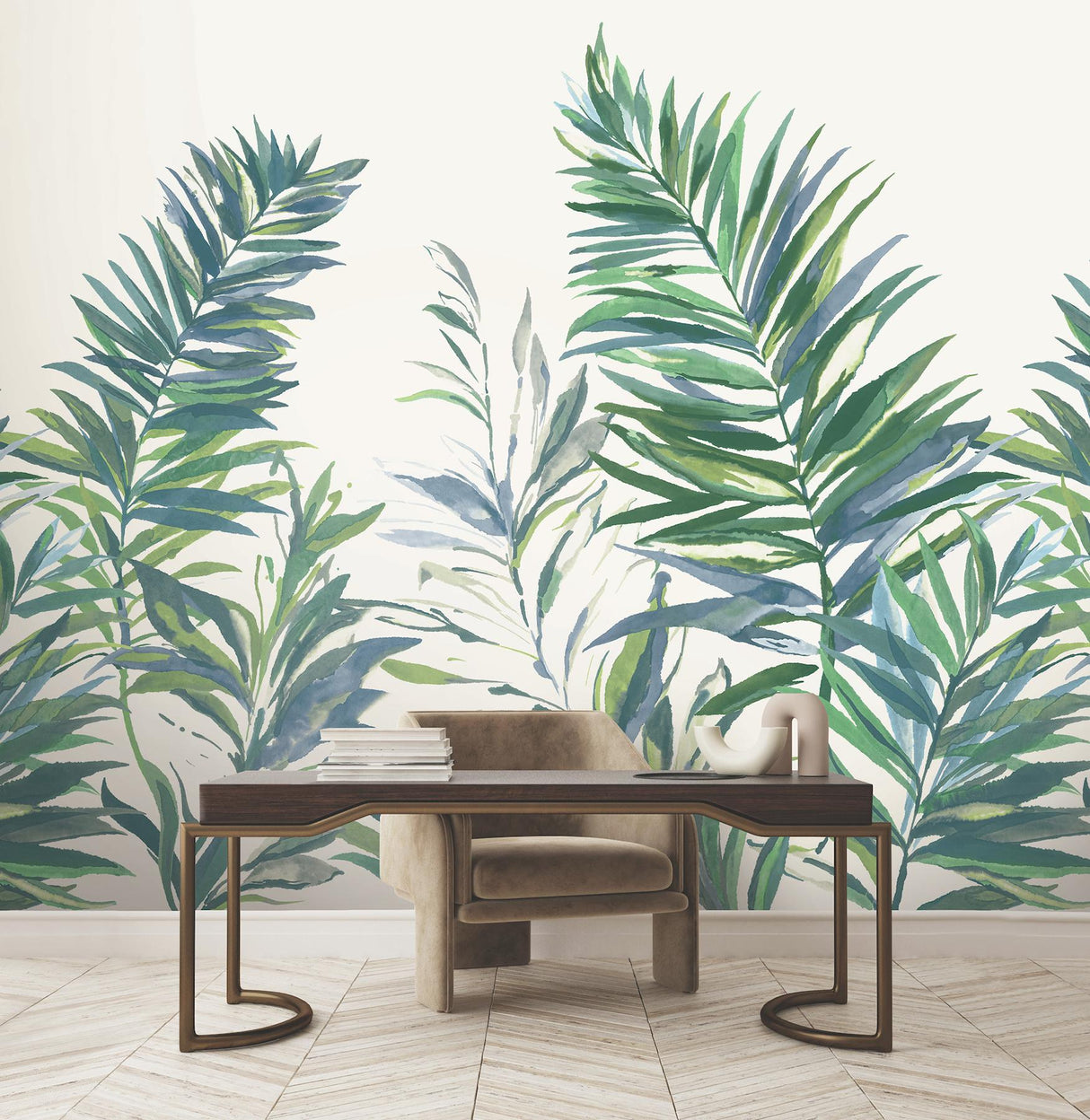 York Wallcoverings Swaying Palms Green & Blue Mural