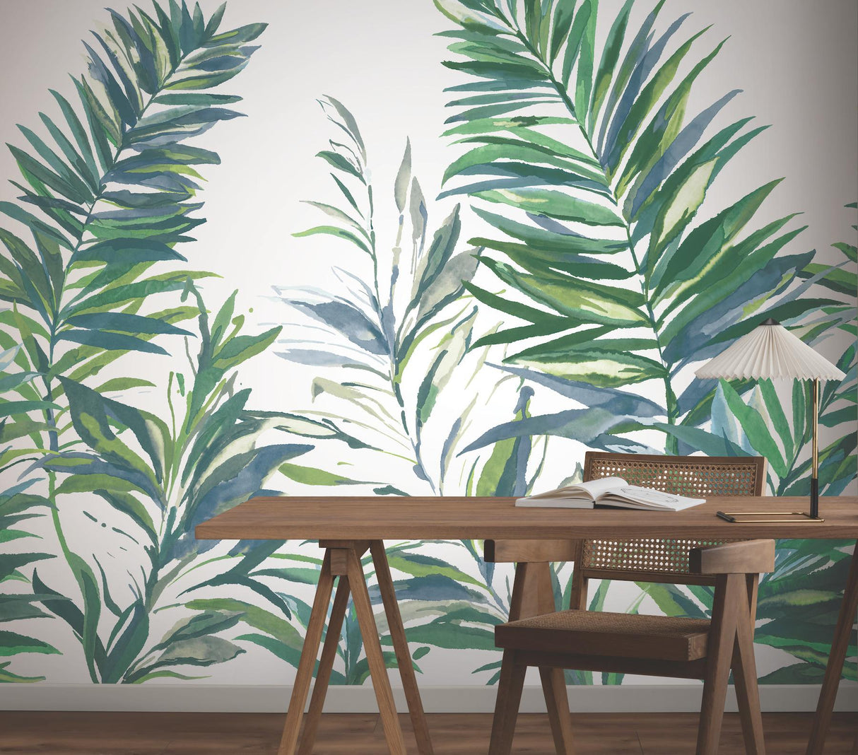 York Wallcoverings Swaying Palms Green & Blue Mural