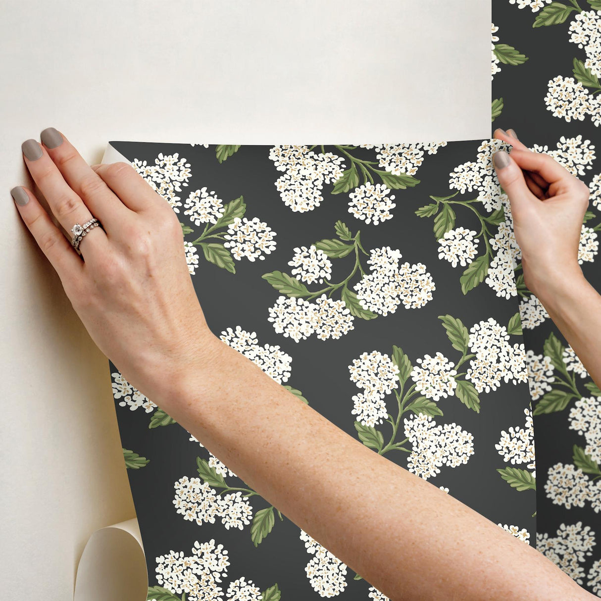 Rifle Paper Co. Hydrangea Black & White Peel & Stick Wallpaper