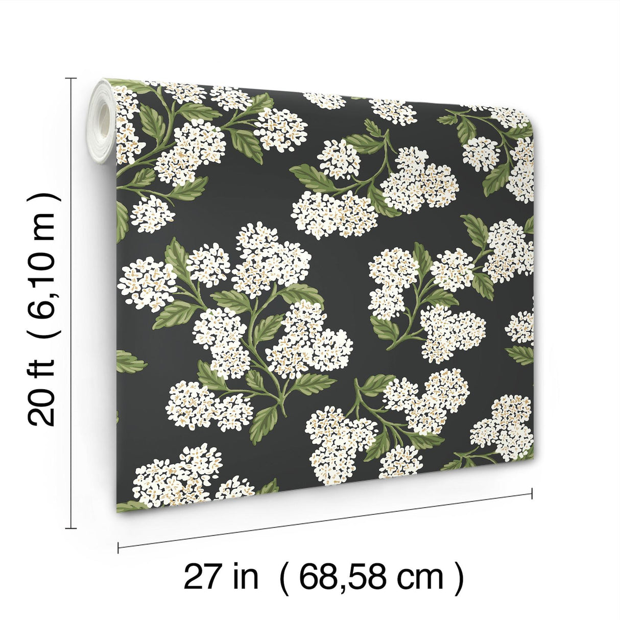 Rifle Paper Co. Hydrangea Black & White Peel & Stick Wallpaper