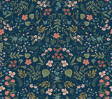 Rifle Paper Co. Wildwood Navy Peel & Stick Wallpaper
