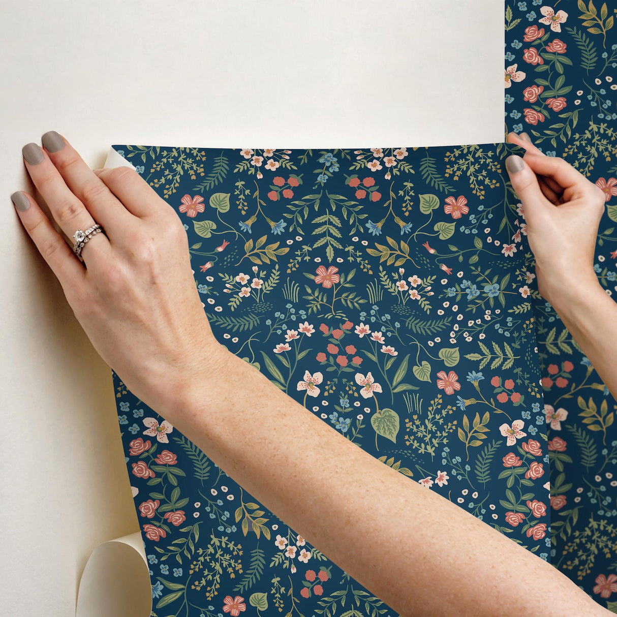 Rifle Paper Co. Wildwood Navy Peel & Stick Wallpaper