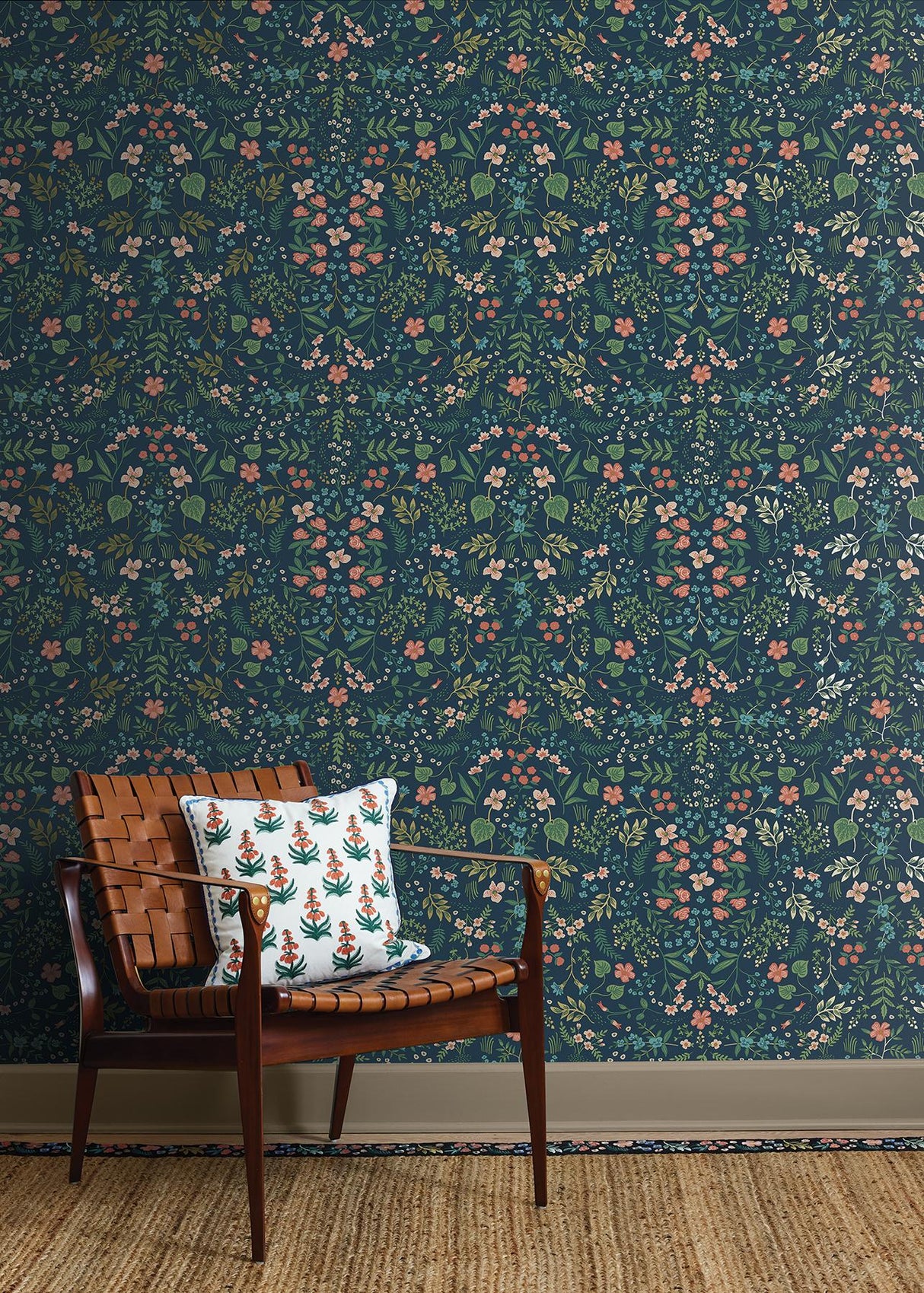 Rifle Paper Co. Wildwood Navy Peel & Stick Wallpaper