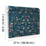 Rifle Paper Co. Wildwood Navy Peel & Stick Wallpaper