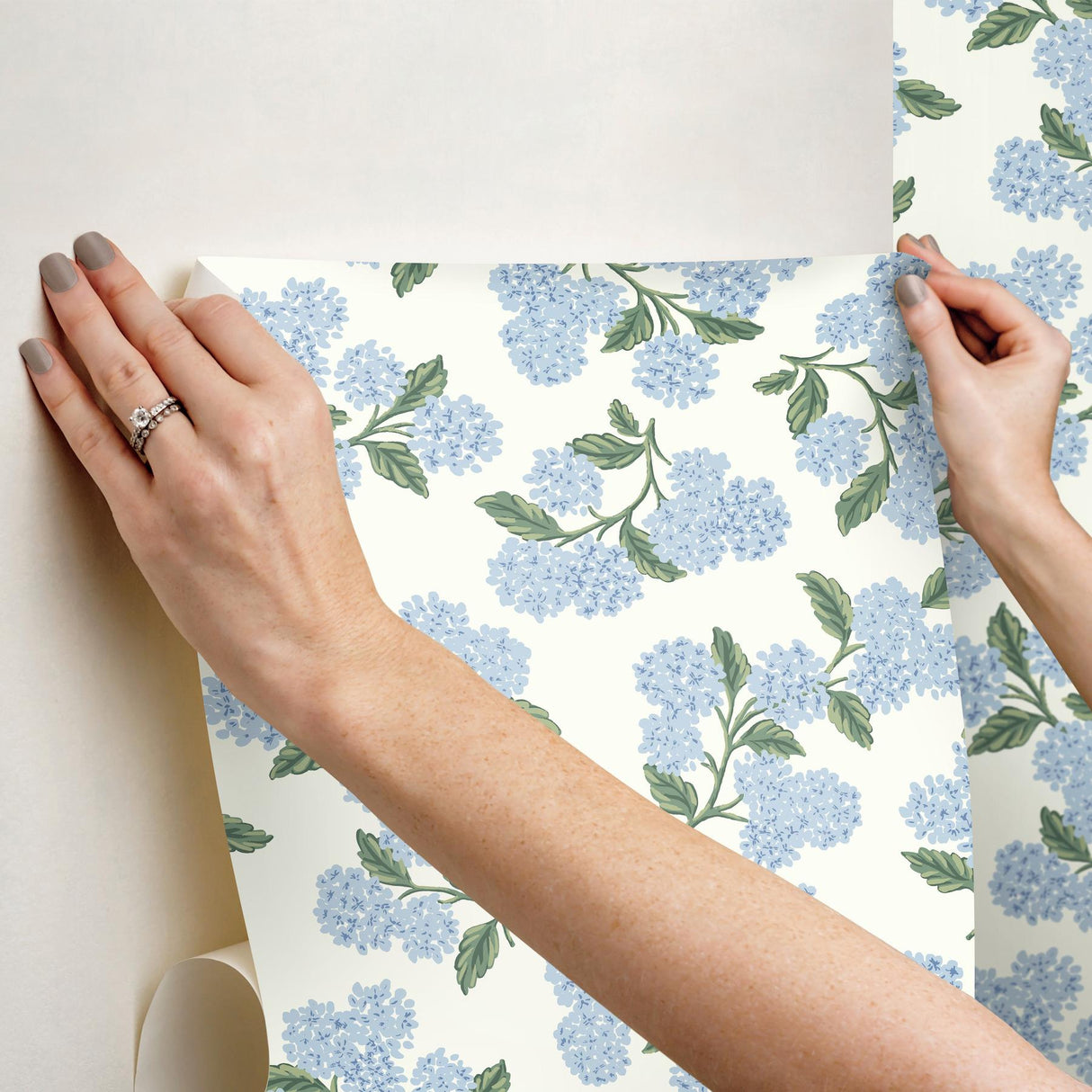 Rifle Paper Co. Hydrangea Blue & White Peel & Stick Wallpaper