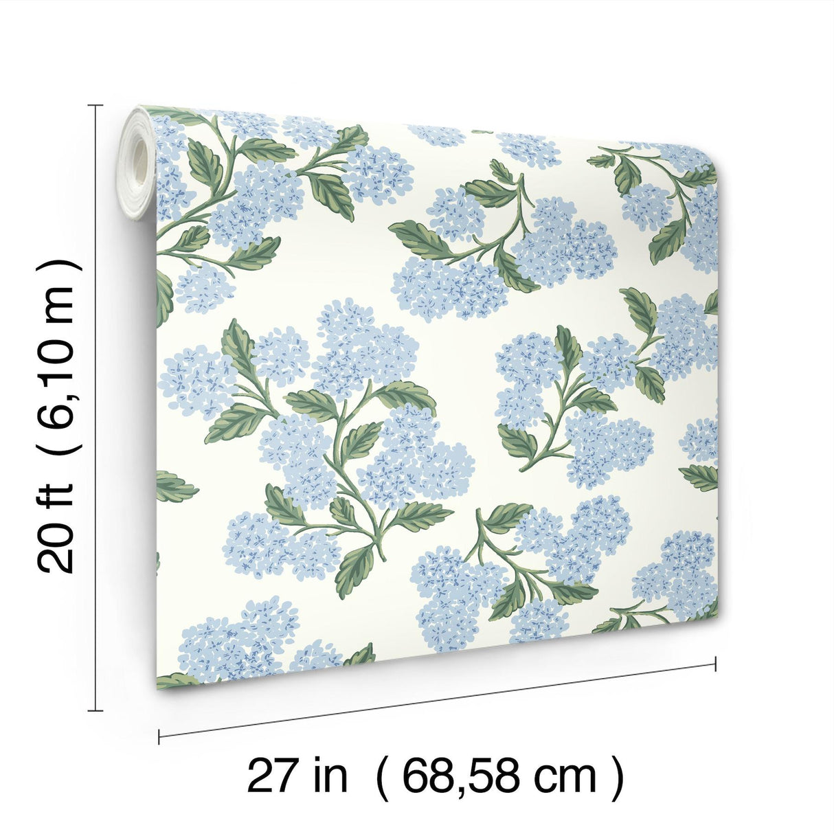 Rifle Paper Co. Hydrangea Blue & White Peel & Stick Wallpaper