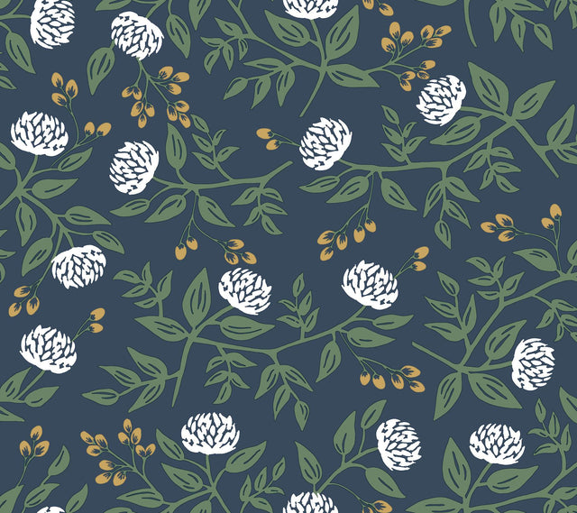 Rifle Paper Co. Peonies Navy Floral Premium Peel + Stick Wallpaper