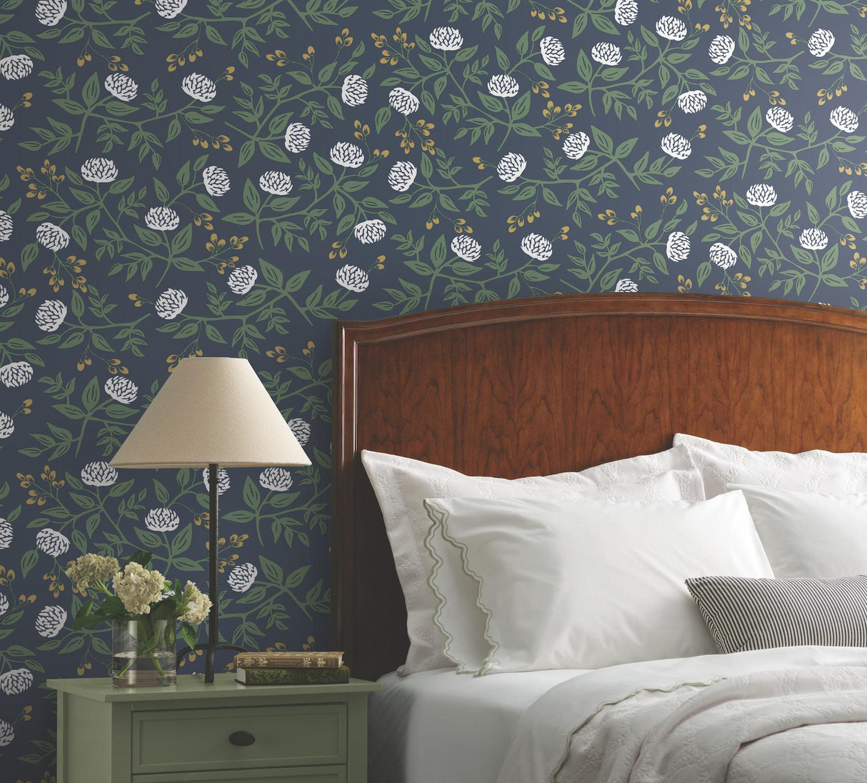 Rifle Paper Co. Peonies Navy Floral Premium Peel + Stick Wallpaper
