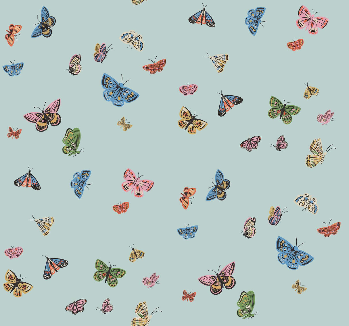 Rifle Paper Co. Butterfly House Light Blue Wallpaper