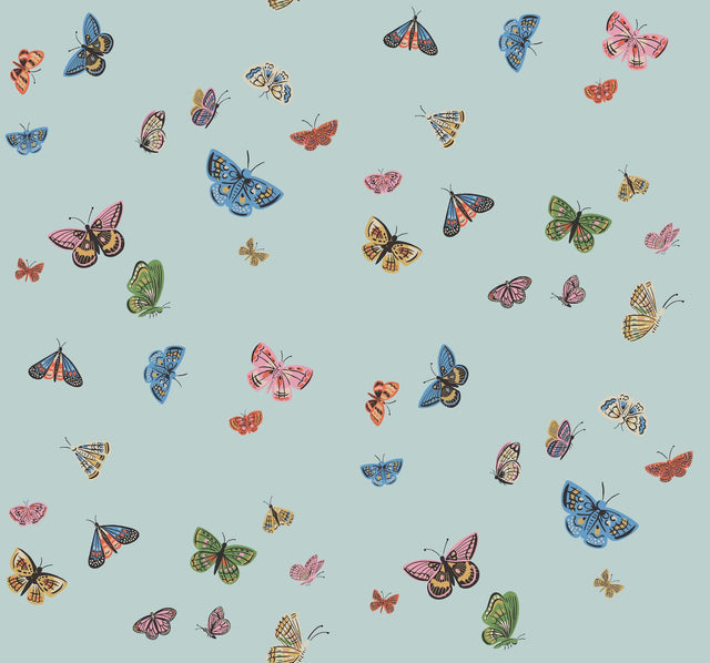 Rifle Paper Co. Butterfly House Light Blue Wallpaper