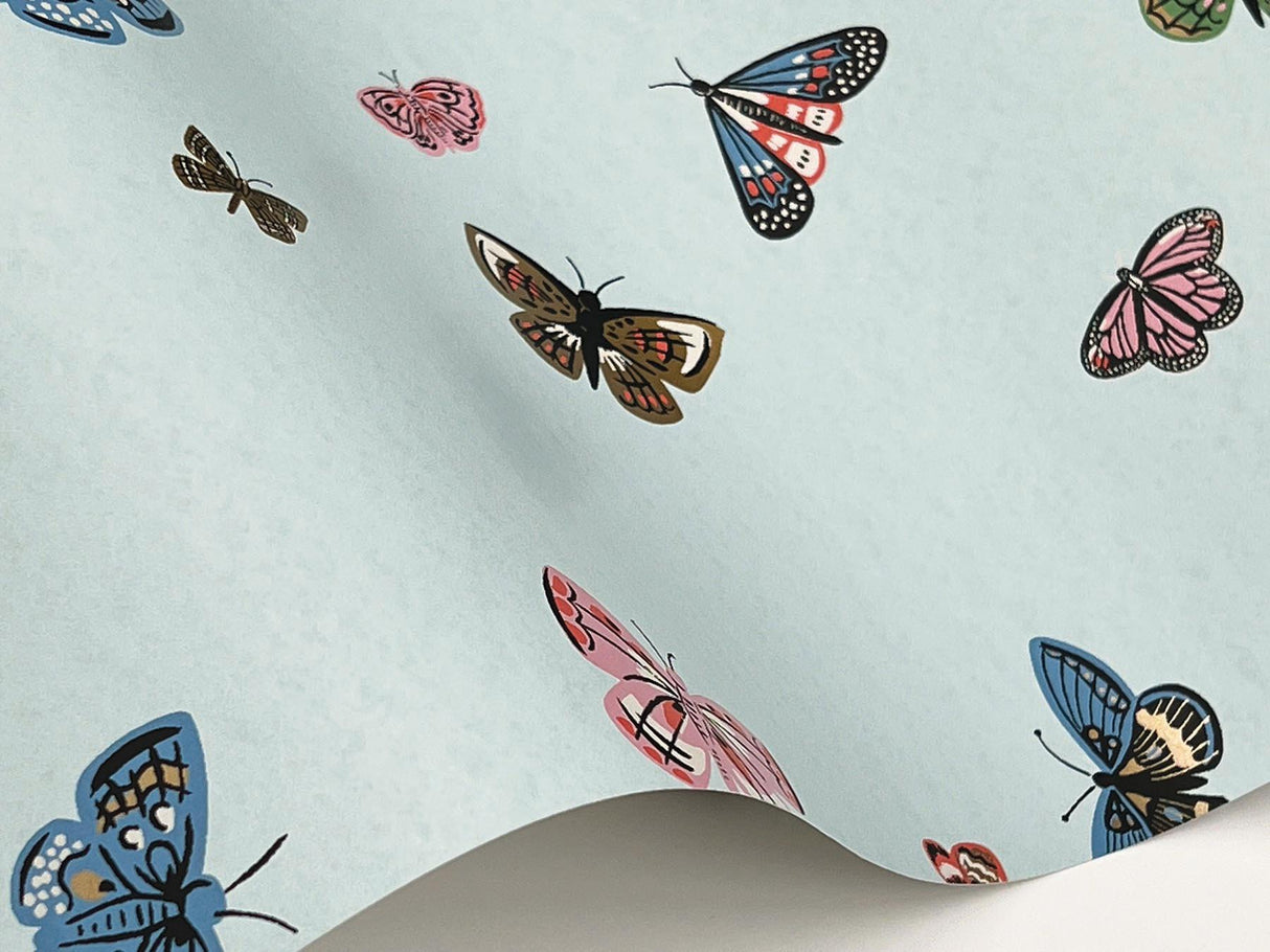 Rifle Paper Co. Butterfly House Light Blue Wallpaper