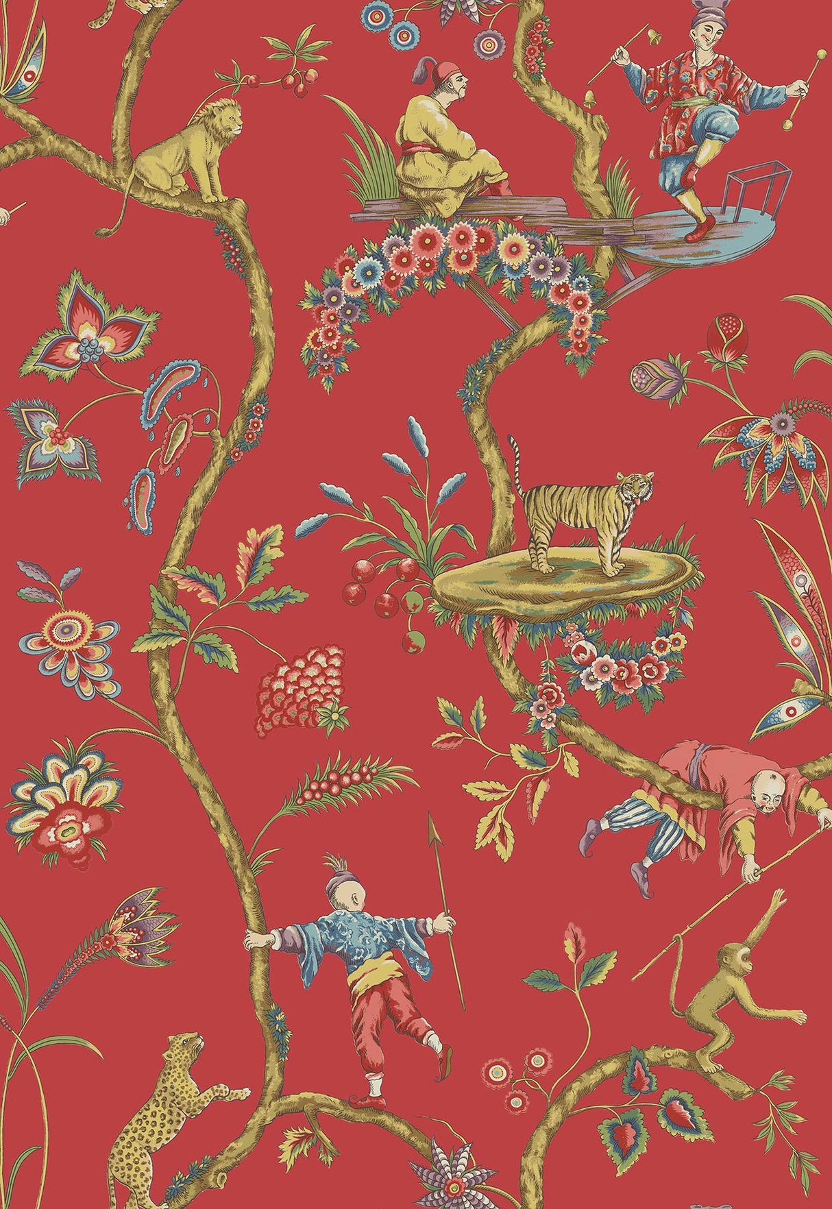York Tomato Chinoise Exotique Scalamandre Self Adhesive Wallpaper
