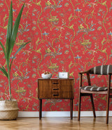 York Tomato Chinoise Exotique Scalamandre Self Adhesive Wallpaper