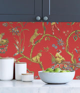 York Tomato Chinoise Exotique Scalamandre Self Adhesive Wallpaper