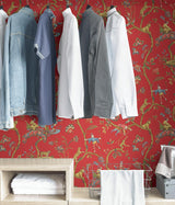 York Tomato Chinoise Exotique Scalamandre Self Adhesive Wallpaper