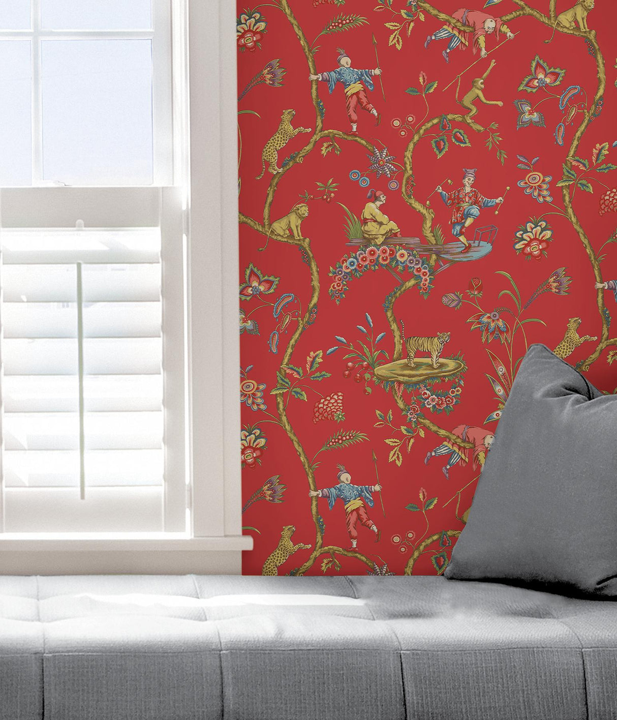 York Tomato Chinoise Exotique Scalamandre Self Adhesive Wallpaper