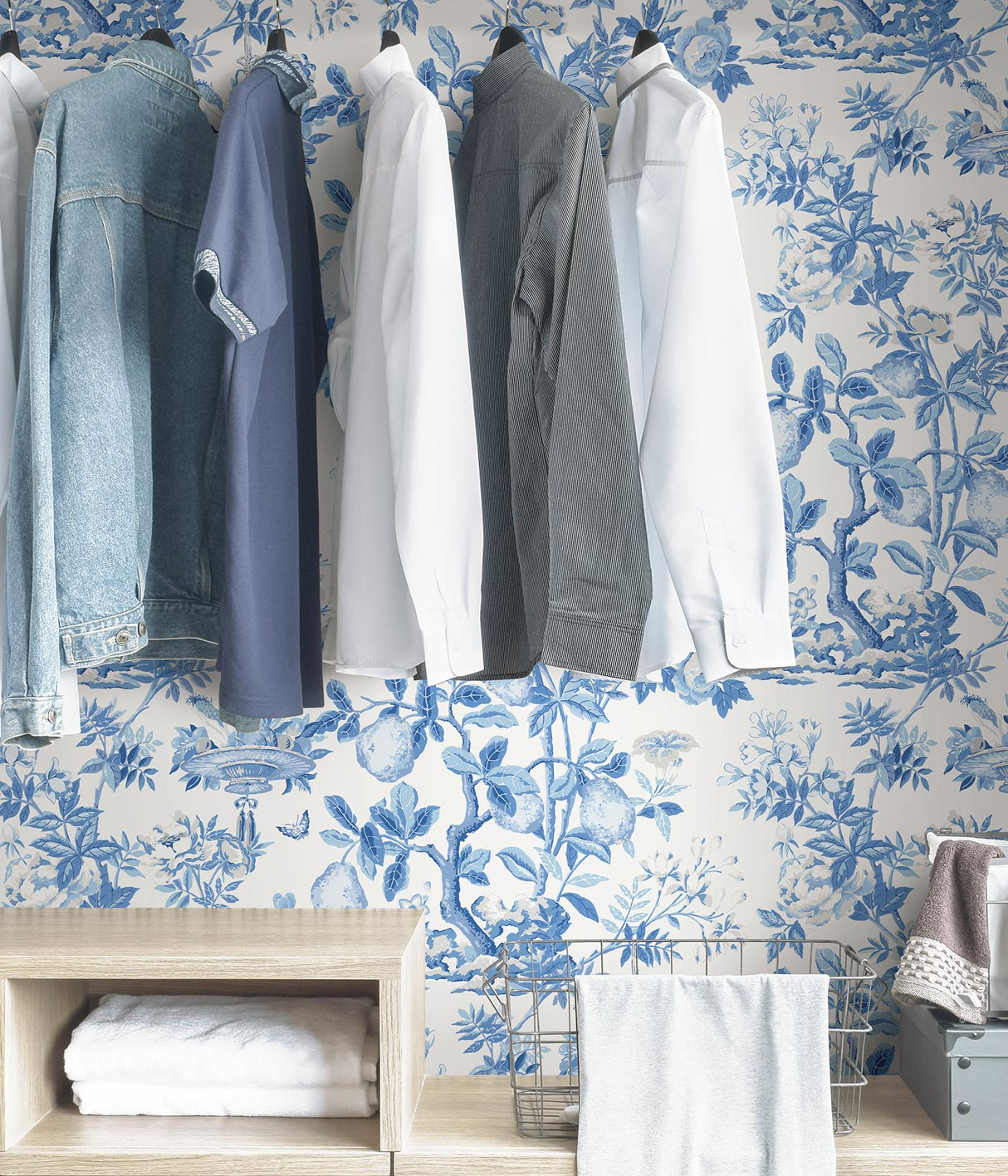 York Delft Shantung Garden Scalamandre Self Adhesive Wallpaper