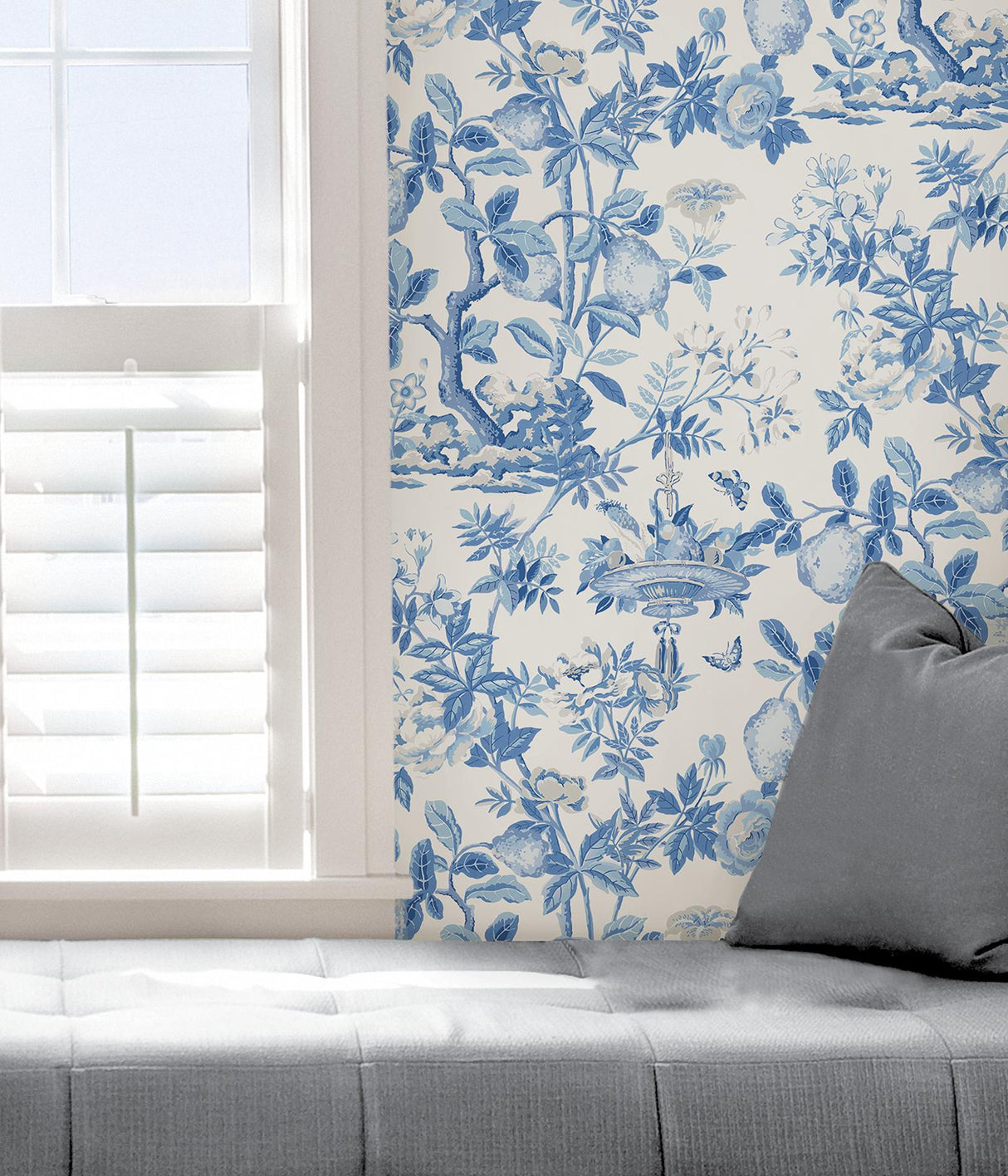 York Delft Shantung Garden Scalamandre Self Adhesive Wallpaper