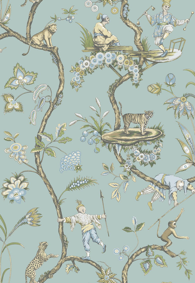 York Robin Egg Chinoise Exotique Scalamandre Self Adhesive Wallpaper