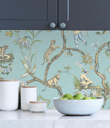 York Robin Egg Chinoise Exotique Scalamandre Self Adhesive Wallpaper