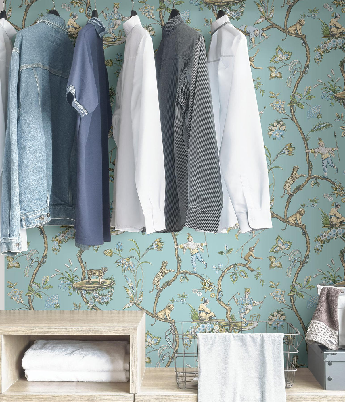 York Robin Egg Chinoise Exotique Scalamandre Self Adhesive Wallpaper