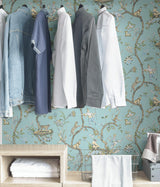 York Robin Egg Chinoise Exotique Scalamandre Self Adhesive Wallpaper