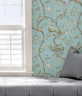 York Robin Egg Chinoise Exotique Scalamandre Self Adhesive Wallpaper