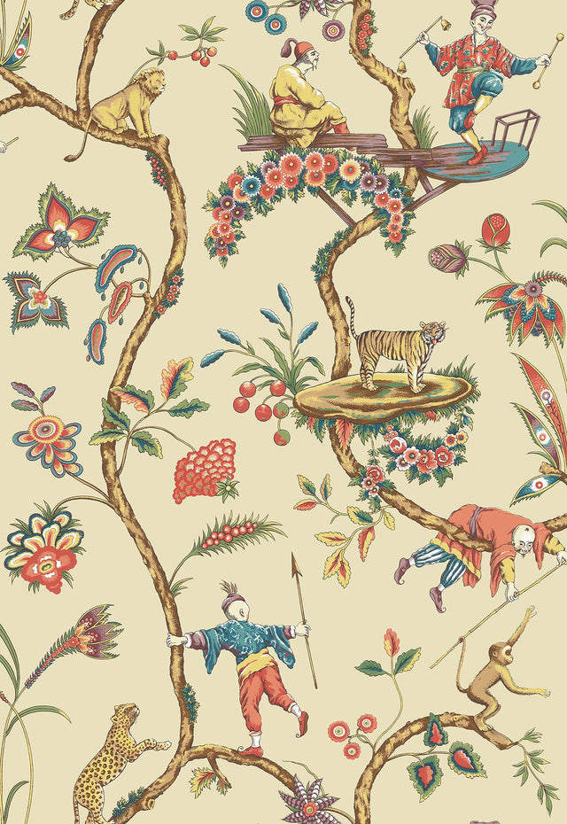 York Ecru Chinoise Exotique Scalamandre Self Adhesive Wallpaper