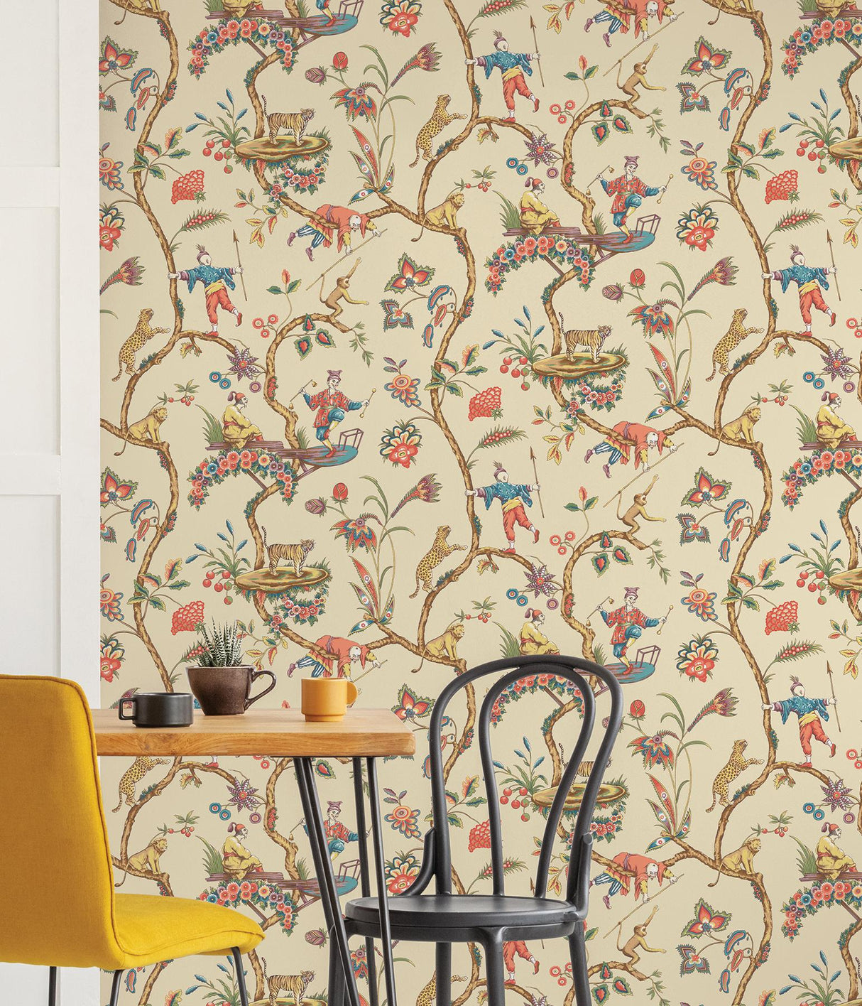 York Ecru Chinoise Exotique Scalamandre Self Adhesive Wallpaper