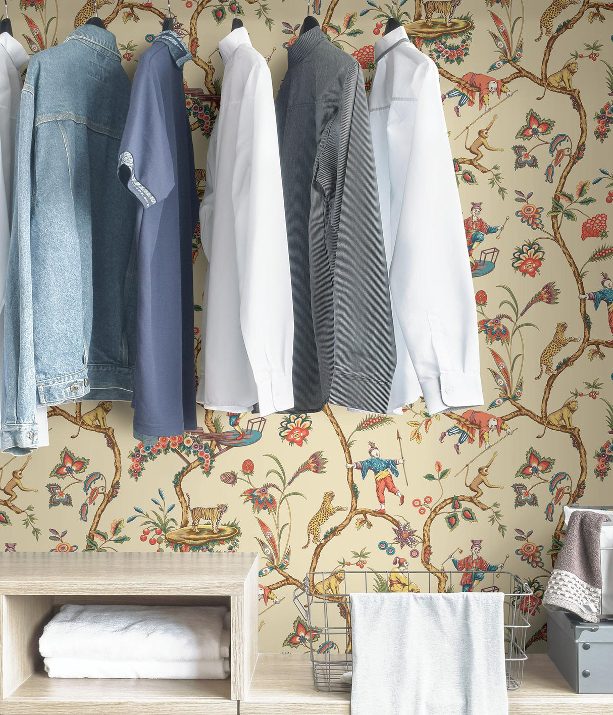 York Ecru Chinoise Exotique Scalamandre Self Adhesive Wallpaper