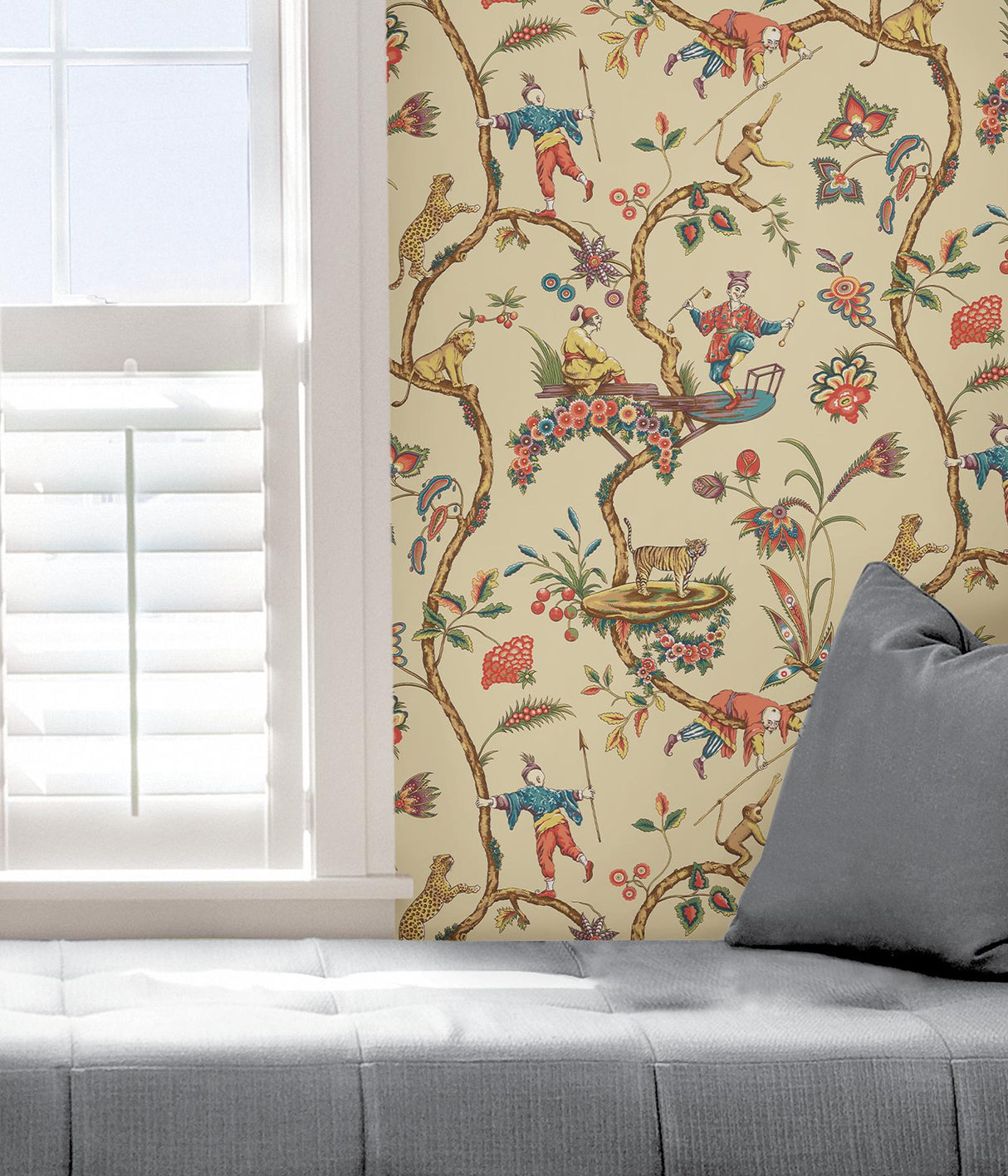 York Ecru Chinoise Exotique Scalamandre Self Adhesive Wallpaper