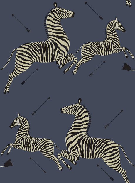 York Denim Zebra Safari Scalamandre Self Adhesive Wallpaper