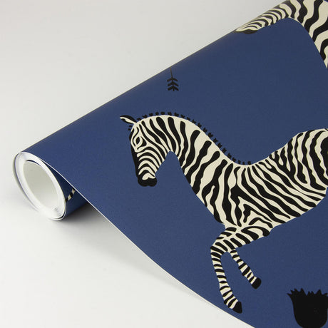 York Denim Zebra Safari Scalamandre Self Adhesive Wallpaper