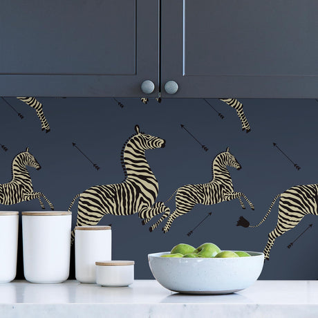 York Denim Zebra Safari Scalamandre Self Adhesive Wallpaper