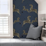 York Denim Zebra Safari Scalamandre Self Adhesive Wallpaper