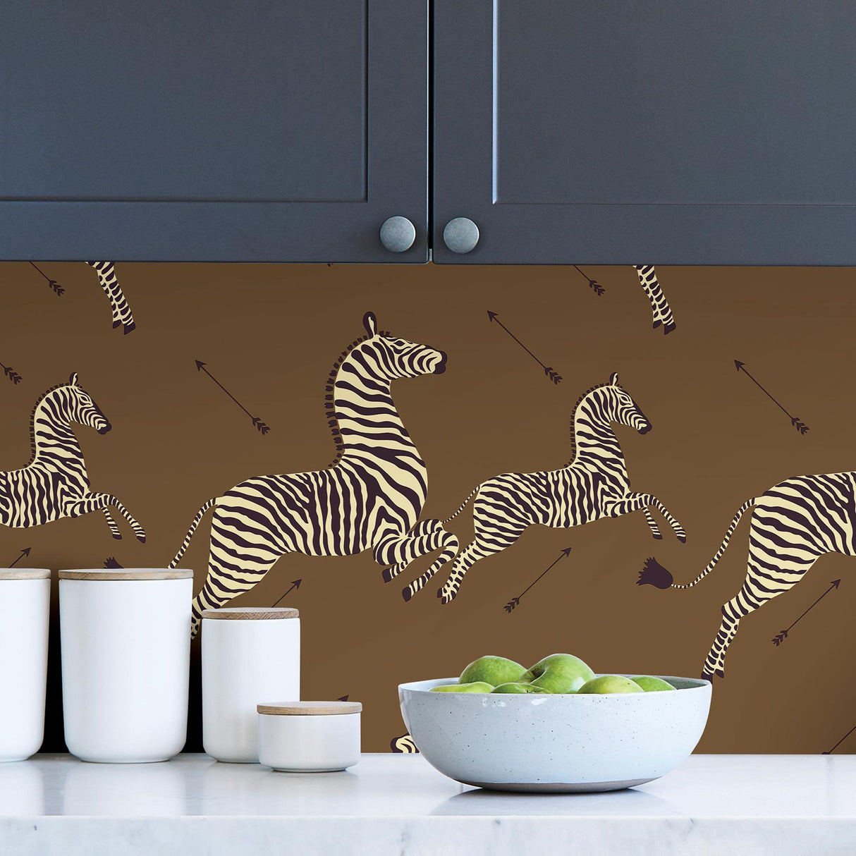 York Safari Brown Zebra Safari Scalamandre Self Adhesive Wallpaper