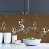 York Safari Brown Zebra Safari Scalamandre Self Adhesive Wallpaper